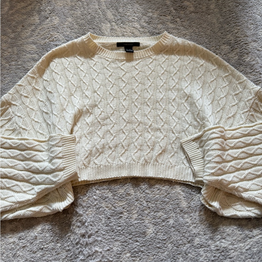 Forever 21 Cream Cable Knit Sweater